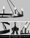 Black Wagon Wheel Chandelier 38Inch DiningRoom Industrial