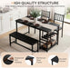 55-Inch Dining Table Set for 4 with Bench, Wine Rack, Black
