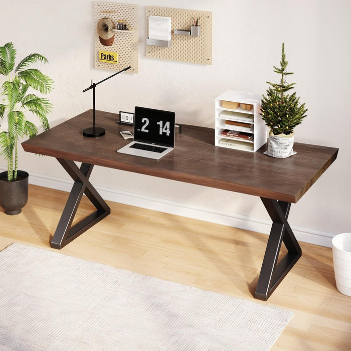 Solid Wood Desk 47 Inch for Home Office with Natural Live Edge