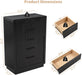 Black Dresser with 6 Drawers, 44.4" Tall Modern Chest of Drawers with Thickened Curved Profile Design, Wooden Dresser Organizer for Bedroom, Living Room, Hallway