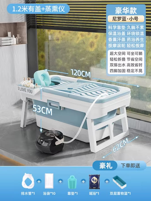 Portable Folding Bathtub for Adults Hot Bath Spa Plastic Bathtubs Children Swimming Pool Bucket Sauna Lid Cover House Bath Tub Z