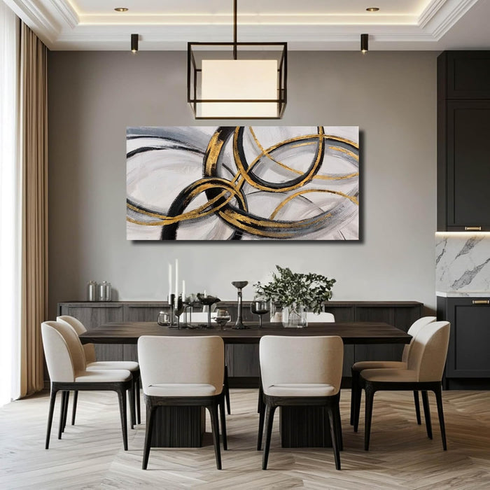 Black Art Modern Art Picture for Bedroom Gray Abstract Oil Painting Home Decorations for Living Room Dining Room Office 24"X48"