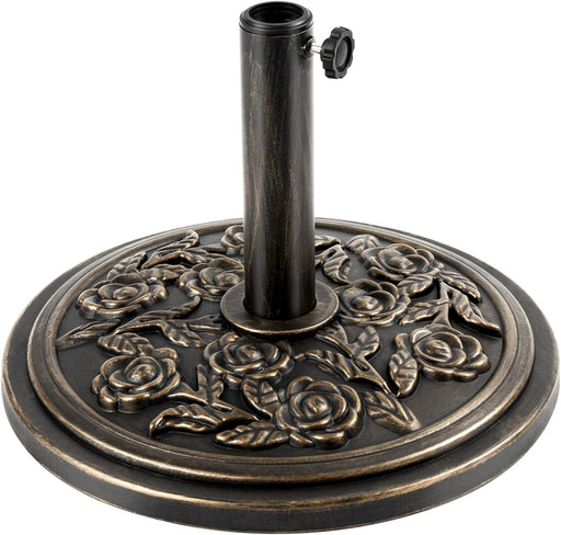 18 Inch Cast Stone W/Resin Shell Patio Umbrella Base, Bronze