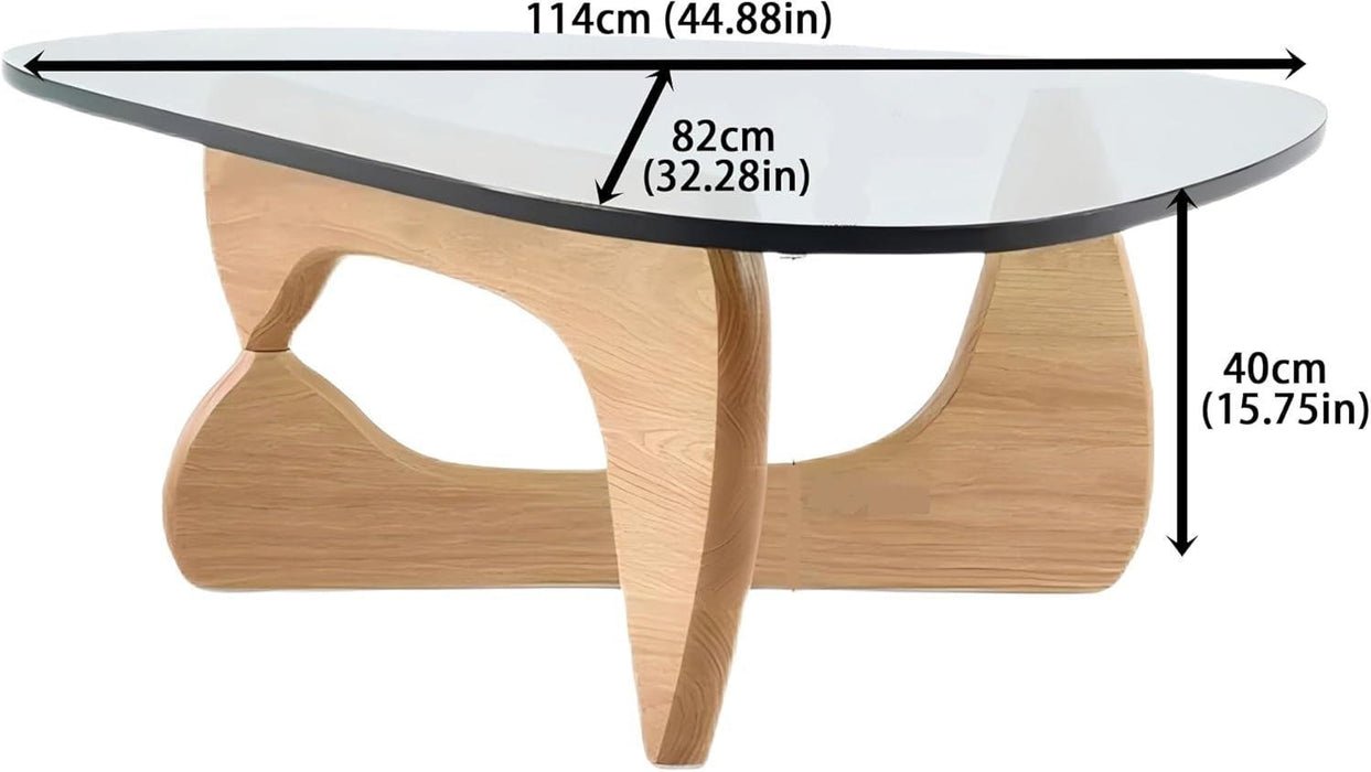 Modern Glass Coffee Table, 32.68W X 22.44L X 15.75H In, Abstract round Tea Tables for Living Room Home Office Industrial Cocktail Tables (Log-Clear Glass, 44.88")