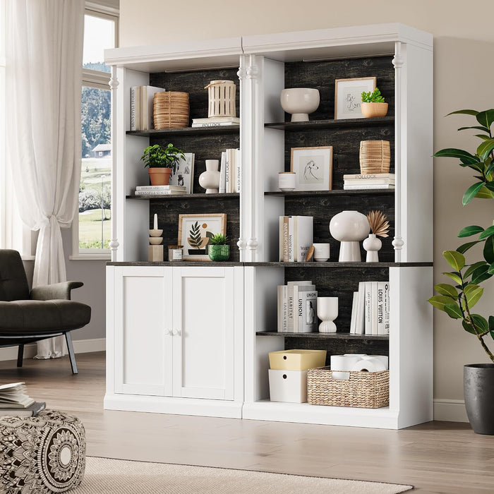 71" Tall 5-Tier Bookshelf, Large Open Display Bookcase with Ample Storage & LED Light, Floor Standing Book Shelf for Living Room, Home Office, Bedroom, White