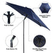 7.5Ft Navy round Outdoor Tilting Market Patio Umbrella with Push-Up Function