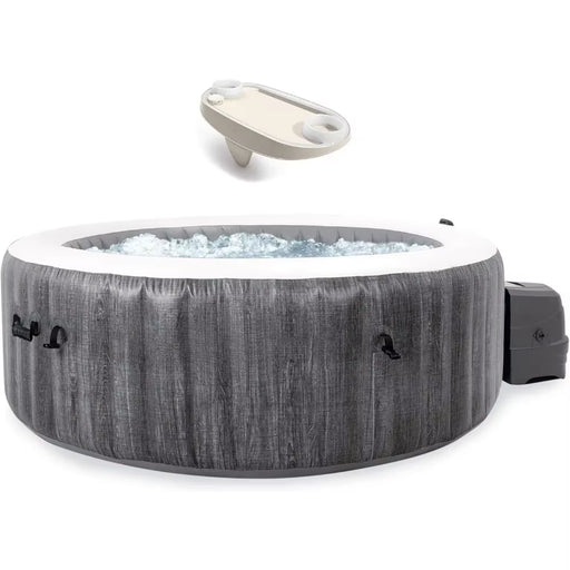 Outdoor Hot Tub with Tablet LED Lights Cupholders Mobile Phone Spa Tray Accessory, Portable Inflatable Hot Tub Bubble Jet Spa