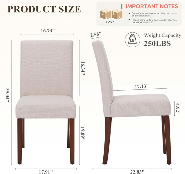 Upholstered Parsons Dining Chairs Set of 4, Modern Dining Room Chairs with Back, Fabric Kitchen Side Chairs with Wood Legs for Dinner Farmhouse Restaurant, Beige