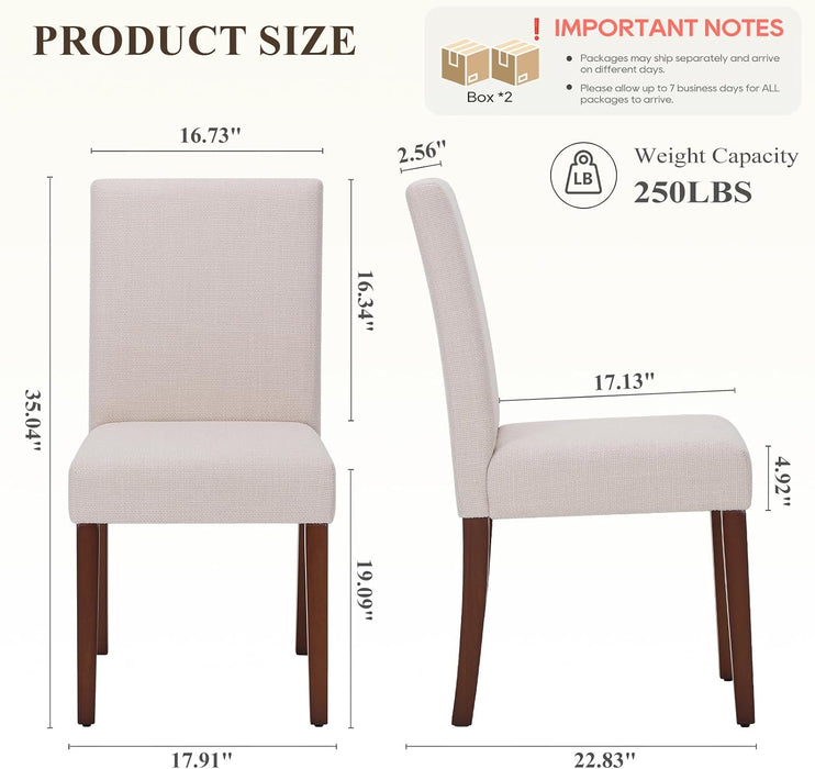 Upholstered Dining Chairs Set of 4, Fabric Dining Room Chairs, Modern Wooden Dining Chair, Kitchen Side Chairs, Farmhouse Dinner Chair with High Back for Kitchen, Beige
