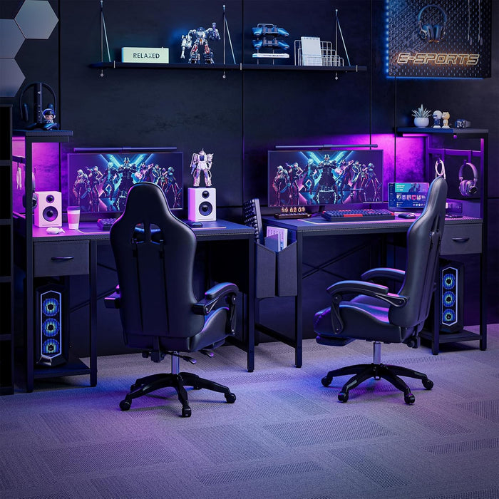 40 Inch Gaming Desk IndustrialGrade CarbonFiber Black