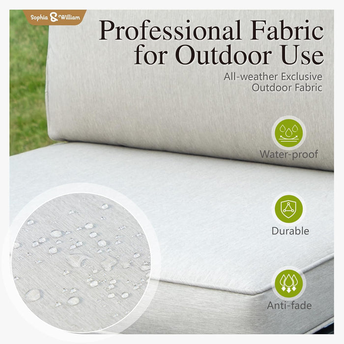 Outdoor Patio Furniture Set, Metal Sectional Sofa Set Patio Conversation Set with Cushions-2 X Single Sofa