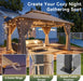 12'X10' Gazebo, Outdoor Gazebo Metal Frame Canopy with Double Roofs, Heavy Duty Patio Tent Shelter with Mosquito Netting and Privacy Screen for Backyard, Beige