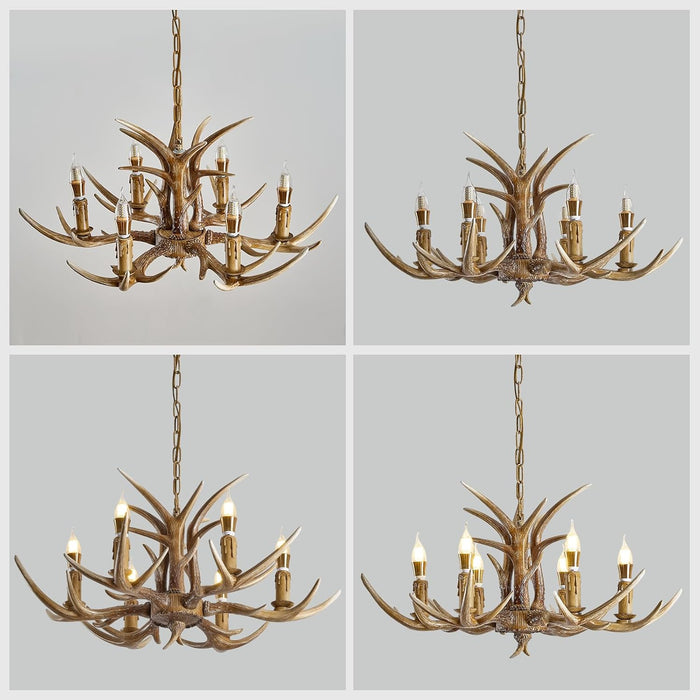 Six Light Antler Chandelier With Durable ResinComposite