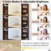 43.3" Fluted Vanity Desk with Mirror and Lights, Wood Makeup Vanity Desk with Charging Station & Mobile Mirror, Modern Dressing Table with Adjustable Shelves & Jewelry Hooks for Girls, Women, Walnut