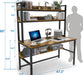 Computer Desk with Hutch, 47“W X 23.6" D Desk with Shelves, Tall Home Office Desk with Bookshelf, Metal Legs Study Table with Upper Storage Shelf for Study Writing/Workstation