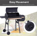 48" Steel Portable Charcoal Grill with Offset Smoker,Stainless Steel Barbecue Grill with Wheels for Patio BBQ Cooking, Camping