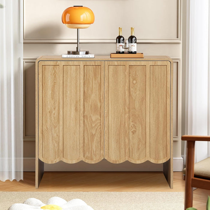 Natural Woodgrain Two Door Adjustable Sideboard Cabinet