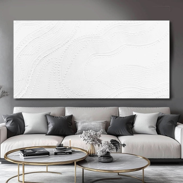 Large Wall Art Modern Canvas Picture Abstract Wall Decor White Line Art for Living Room Neutral Artwork for Office Bedroom 29"X58" Geometric Painting