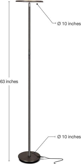 Sky LED Floor Lamp, Torchiere Super Bright Floor Lamp for Living Room Decor & Office - Dimmable, Tall Standing Lamp with Warm Light for Bedroom & Reading - Bronze