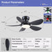 36 Inch Modern Ceiling Fans with Lights, Small Flush Mount Ceiling Fan, Remote/App Control, 5 Reversible Curved Blades, 6 Speeds, 3 CCT Dimmable Lights for Kids Room Bedroom, Black