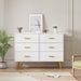 6 Drawer Dresser, Modern Wooden Chest of Drawers with Gold Handles, Deep Drawers for Bedroom, Living Room and Entryway, White