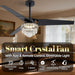 Premium Black Crystal Chandelier Ceiling Fan Remote