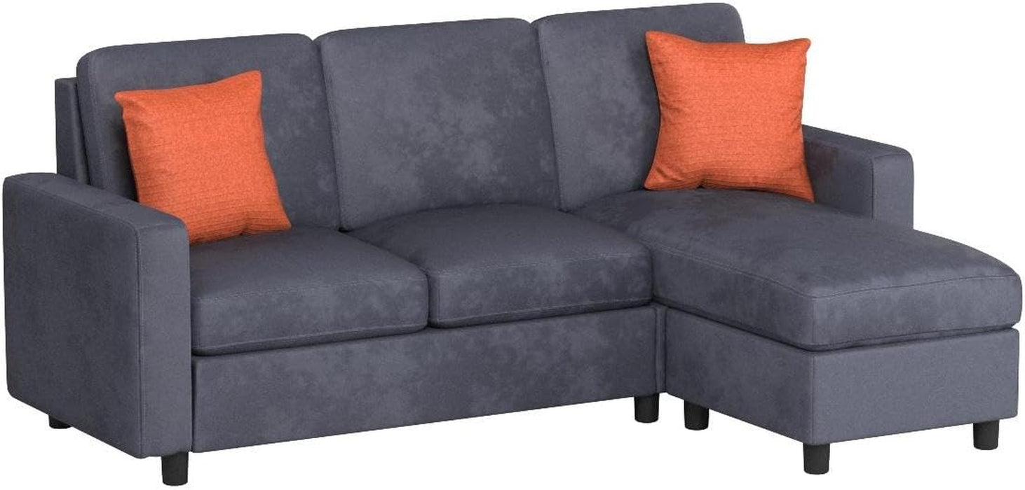 Blue/Gray Sectional Sofa with Chaise Lounge