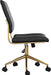 Ivy Armless Swivel Task Chair for Home Office in Black Faux Leather with Polished Brass Frame