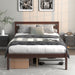 Modern Bed Frame with Wooden Headboard and Plywood Slat Support