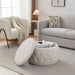 25 Inches Large round Storage Ottoman, Modern Upholstered Ottoman Coffee Table, Soft Velvet Surface, for Living Room, Bedroom, Classic Tufting, Cream