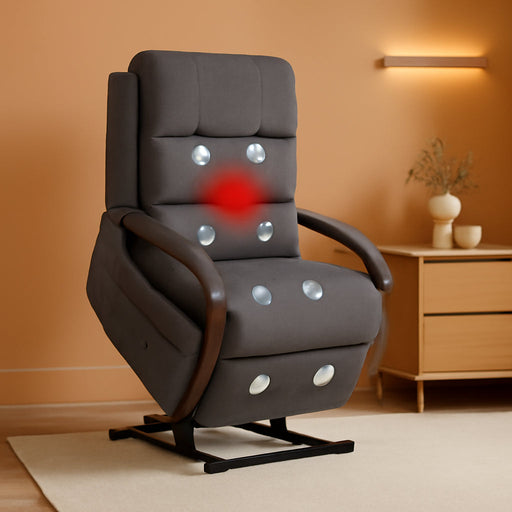 FLEXISPOT Dual Motor Power Lift Recliner Chair for Elderly, Electric Lay Flat Reclining Chair with Massage & Heat, Side Pockets, Fabric Single Sofa for Living Room