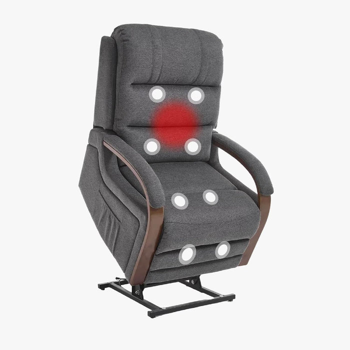 FLEXISPOT Dual Motor Power Lift Recliner Chair for Elderly, Electric Lay Flat Reclining Chair with Massage & Heat, Side Pockets, Fabric Single Sofa for Living Room