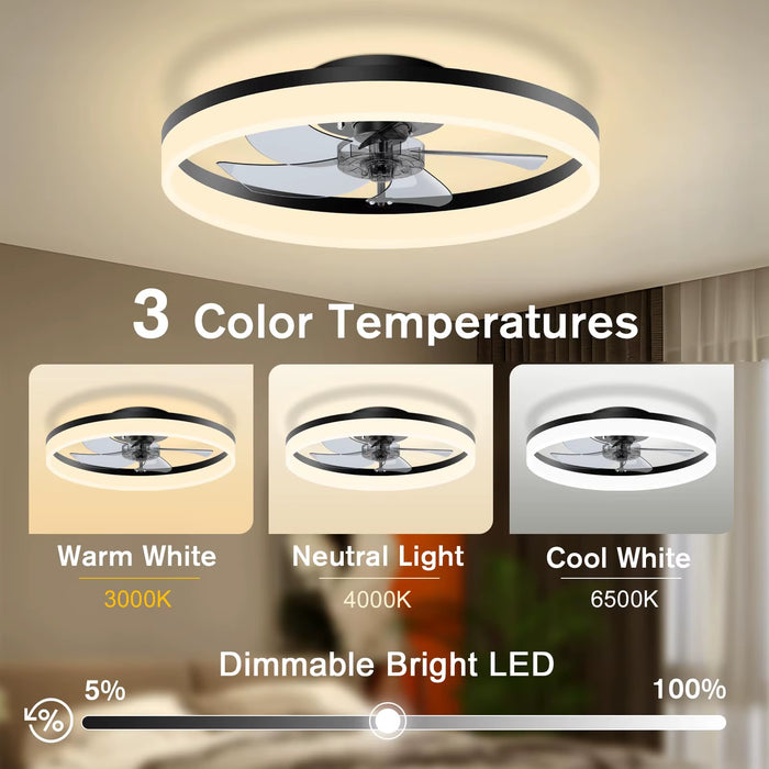 Smart Modern Ceiling Fan with Light Remote Control 6-Speed AC85-265V Lighting Fans for Bedroom and Living Room