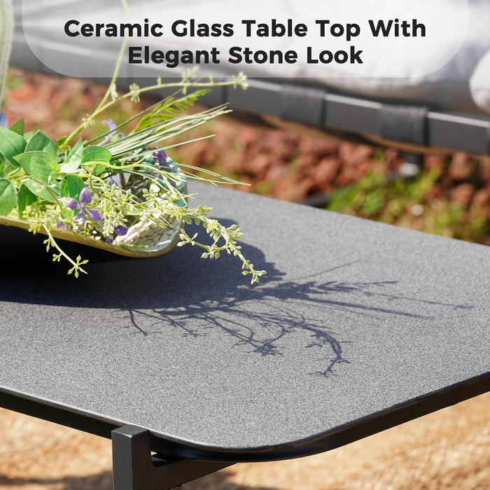 4-Piece Outdoor Furniture Set, Patio Outdoor Sofa with Cushion, Modern Metal Couch with Coffee Table, Outdoor Conversation Set for Porch Deck Balcony Backyard Living Room