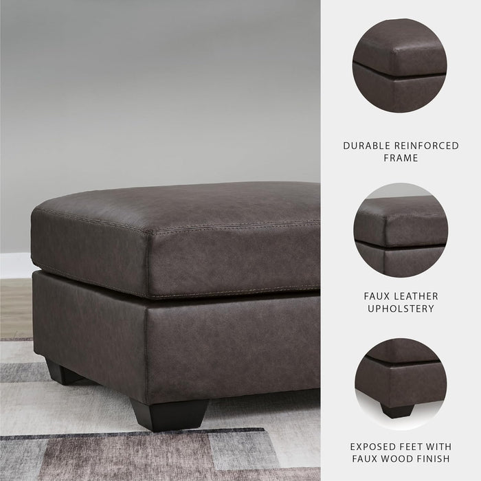 Walker Point Contemporary Faux Leather Oversized Accent Ottoman, Dark Brown