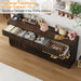 70” Rounded Edge Large Sideboard Buffet Cabinet with 3 Storage Drawers,Farmhouse Kitchen Fluted Sideboard Cabinet W 4 Door Shelves,Wood Coffee Bar Cabinets,Kitchen Pantry (Rustic Brown)