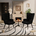 Black Plush Upholstered Wingback Armchair Mid Century