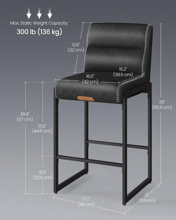 Bar Stools Set of 4, Counter Height Chairs with Backs, 26.4-Inch
