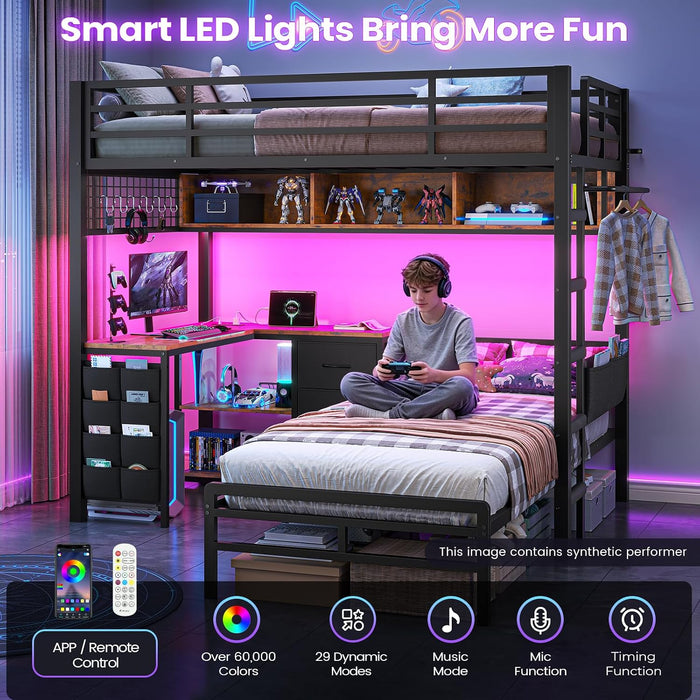 Black Twin Over Twin Bunk Bed SpaceSavingStorageSolution