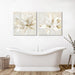 2 Pcs Beige and Gold Flower Wall Art Blooming Flower Abstract Floral Artwork Canvas Print Poster for Living Room Bedroom Office Wall Decor 24"X24"