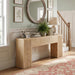 70.86" Long Fluted Console Table, Farmhouse Rectangular Entryway Table with Wooden Double Base, Narrow Wood Sofa Table behind Couch for Entrance, Hallway, Foyer, Living Room, Brown
