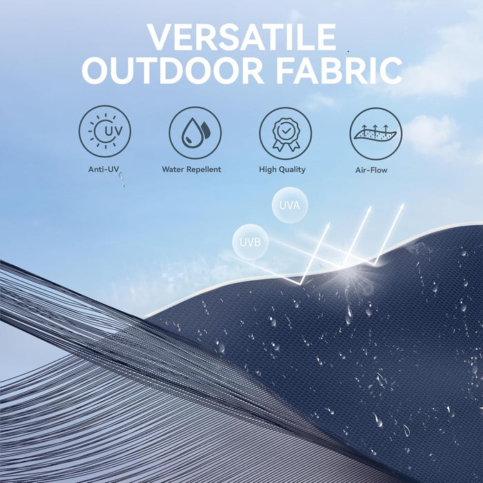 10Ft Patio Umbrella with Solar Lights, Auto-Tilt Lighted Market Table Umbrellas with Crank, 8 Sturdy Ribs & 1.5" Pole Outdoor Umbrellas for Patio Garden Deck Backyard Pool, Navy Blue