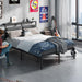 Full Size Bed Frame with LED Lights & Charging, Black Platform Bed
