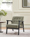 Accent Leisure Chair, Mid-Century Modern Arm Chair with Solid Wood Armrests and Legs, 1-Seat Cushioned Sofa for Living Room Bedroom Balcony Studio, Olive Green ULAC001C01