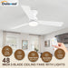 FortyEightInch Flush Mount Ceiling Fan With LED