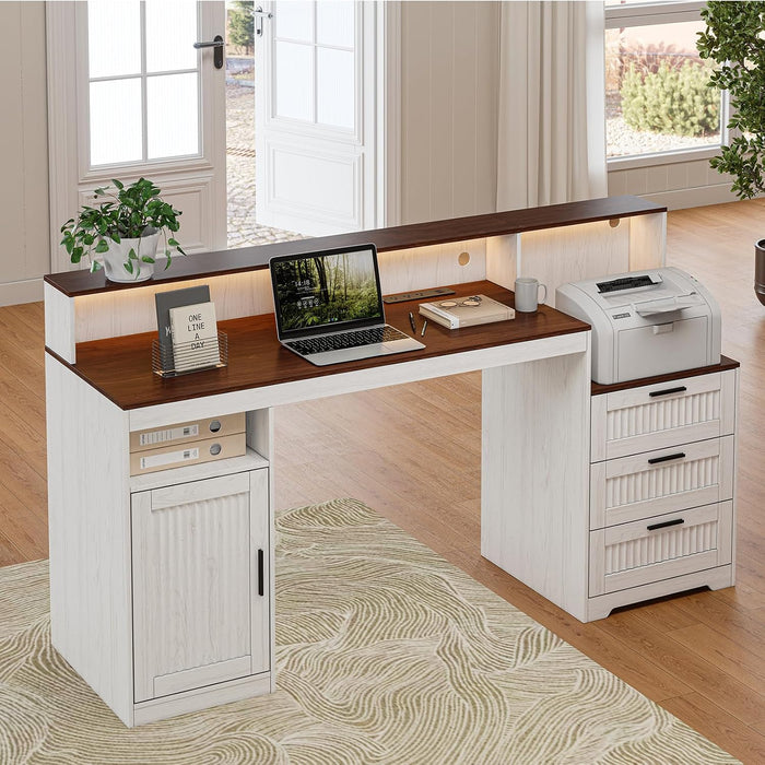 65" Home Office Desk with Drawers and Storage, Large Computer Desk