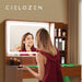 Illuminated LED Vanity Desk Glass Surface StorageDrawers