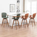 26” Counter Height Stools Set of 2,Mid Century Modern Bar Stools,Green PU Leather Kitchen Island Stool,Wood High Barstools Swivel with Back and Arms for Home Bar Furniture