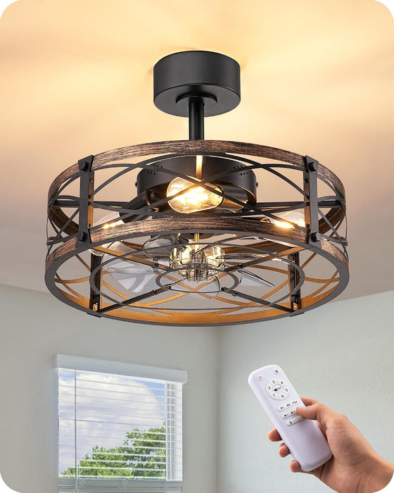 20 Inch Fandelier Caged Ceiling Fans with Lights and Remote