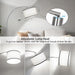 Silver Arc Floor Lamp for Living Room, Modern Standing Lamp with Adjustable Head Tall Pole Lamp with On/Off Pedal Switch over Couch Arched Tall Standing Light for Reading Bedroom 8W LED Bulb Included